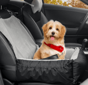 Dog Car Seat, Pet Car Seat With Storage Bag And Clip-On Safety Leash, Washable Coral Fleece Dog Booster Seat For Small Medium Dogs, Small Dog Car (Option: Car seats for dogs)