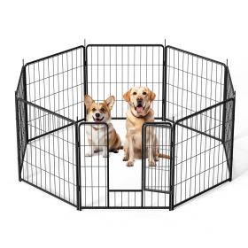 Dog Playpen Indoor Outdoor, 24" Height 8 Panels Fence with Anti-Rust Coating, Metal Heavy Portable Foldable Dog Pen for Large, Medium Small Dogs RV Ya (Color: as Pic)
